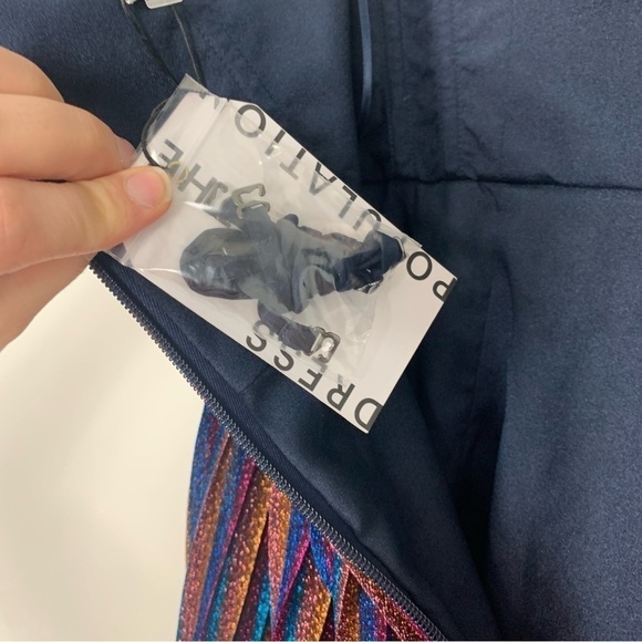 NWT Dress the Population Rosalie Strapless Metallic Chevron Dress Size XS - Picture 12 of 16